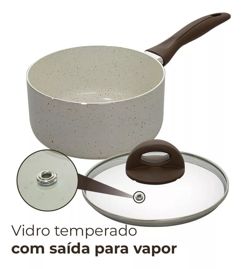 KIT COMPLETO: 33 PEÇAS - Antiaderentes Ceramic Premium C/ Panela de Pressão + Faqueiro