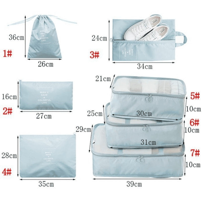 Kit 7 Bolsas Organizadoras Para Mala de Viagem [PAGUE 4 LEVE 7]