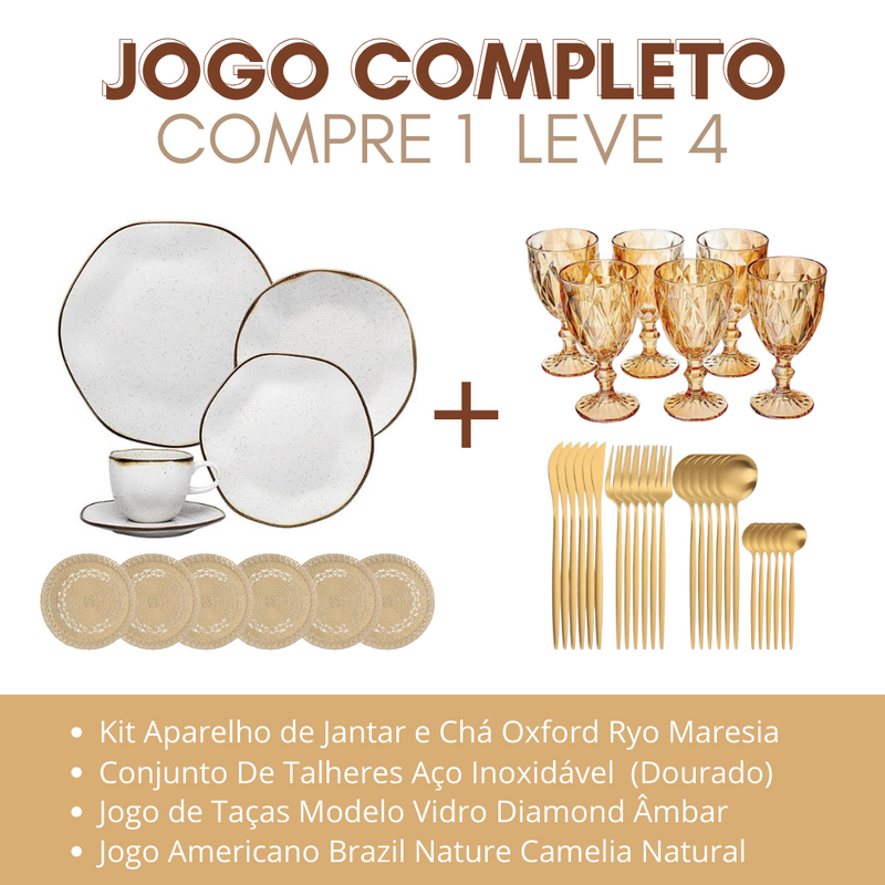 Jogo de Jantar Americano Oxford Diamond |  SÃO 48 PEÇAS [FRETE GRÁTIS + 64% OFF]