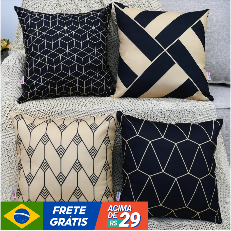 KIT 4 ALMOFADAS LIFE 45x45 FIBRA SILICONADA + BRINDE 4 CAPAS