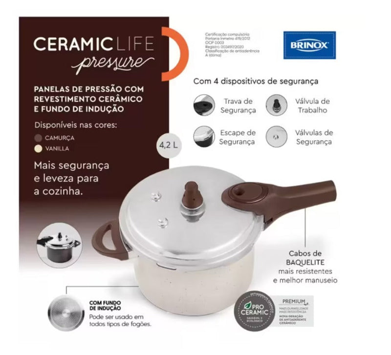 KIT COMPLETO: 33 PEÇAS - Antiaderentes Ceramic Premium C/ Panela de Pressão + Faqueiro