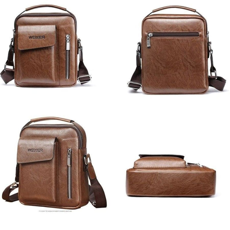 Bolsa Transversal de Couro Masculina Pequena