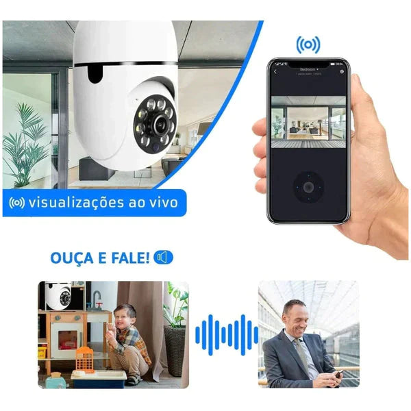 Câmera Wi-fi Inteligente 360° Com Visão Noturna HD