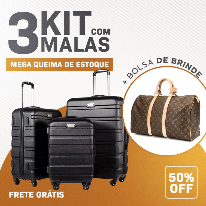 Kit 3 Malas + Brinde (COMPRE 1 E LEVE 3) - Garantia de 6 meses