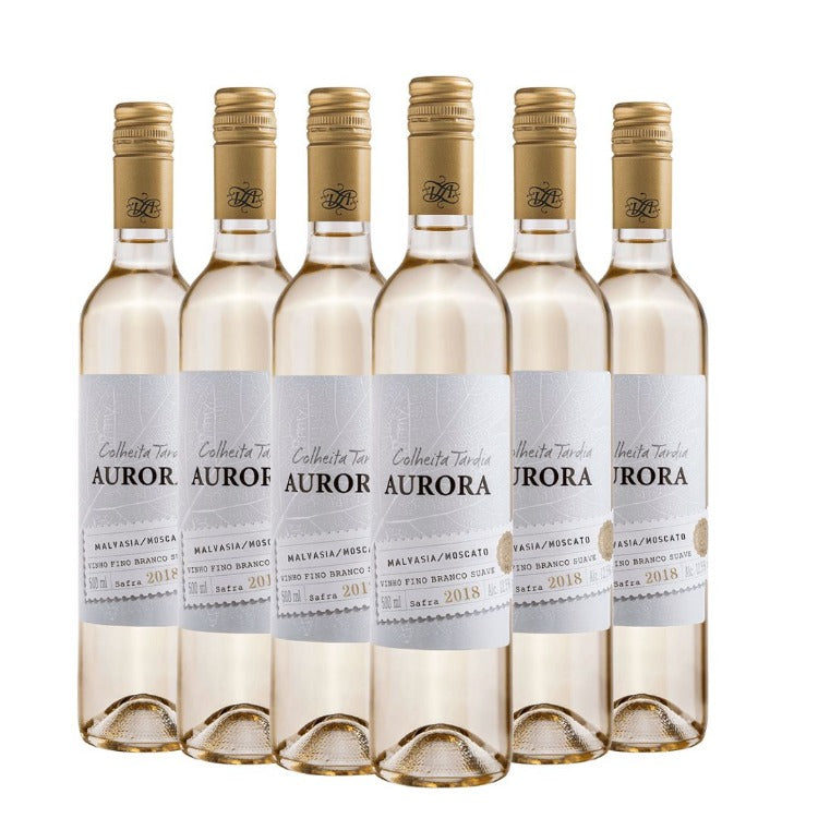 Kit Vinho Aurora Colheita Tardia Branco 6 gfs 500ml